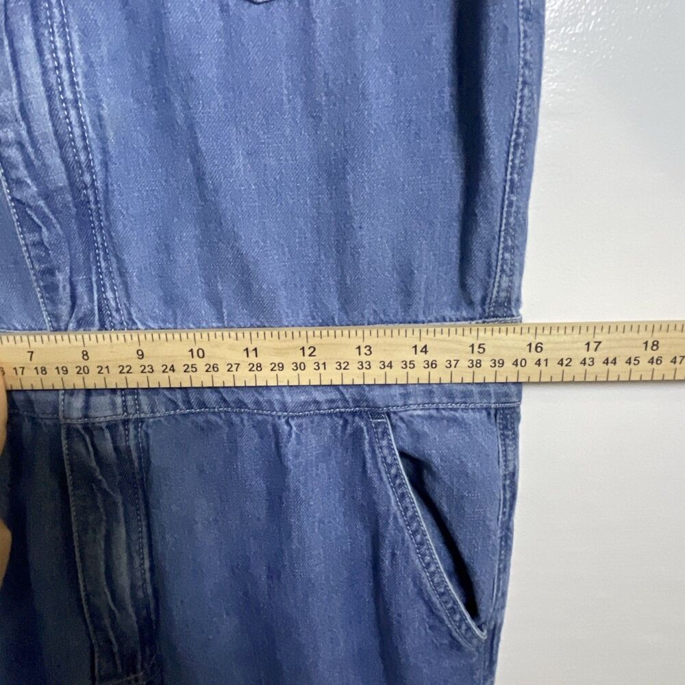 Madewell Womens Coverall Jumpsuit Jean Small Denim Cotton Linen Ankle Blue Zip - Picture 7 of 9